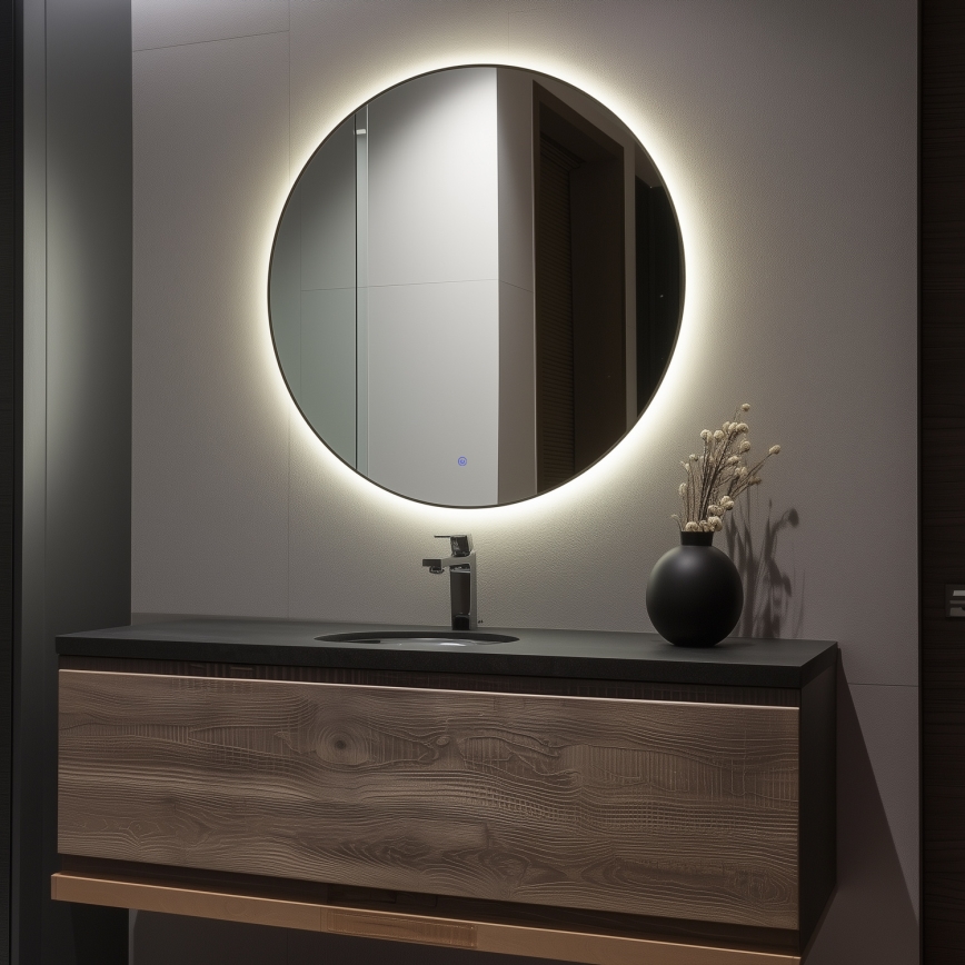 Brilagi - VENA BLACK LED Bathroom Mirror, 32W, 230V, Ø 100 cm, IP44, CRI 90, Dimmable + CCT