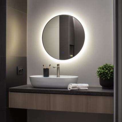 Brilagi - VENA BLACK LED Bathroom Mirror LED/19W/230V Ø 60 cm IP44 CRI 90 dimmable + CCT