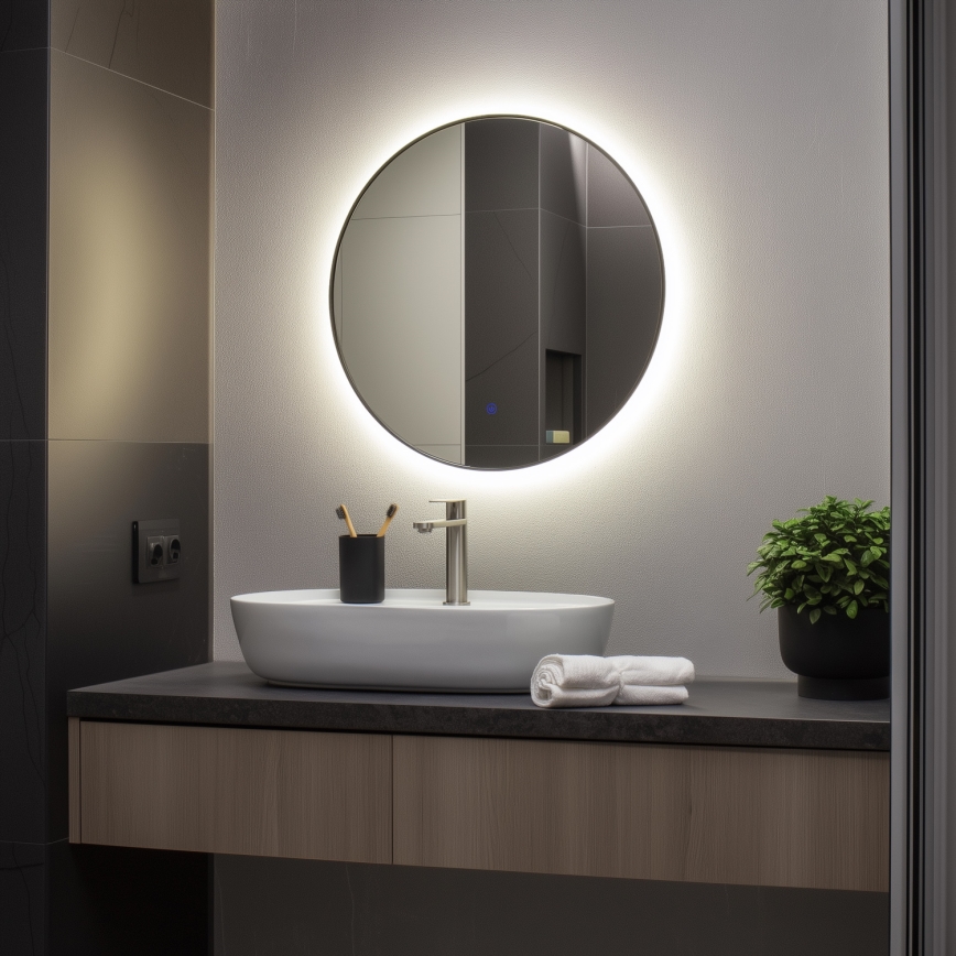 Brilagi - VENA BLACK LED Bathroom Mirror LED/19W/230V Ø 60 cm IP44 CRI 90 dimmable + CCT
