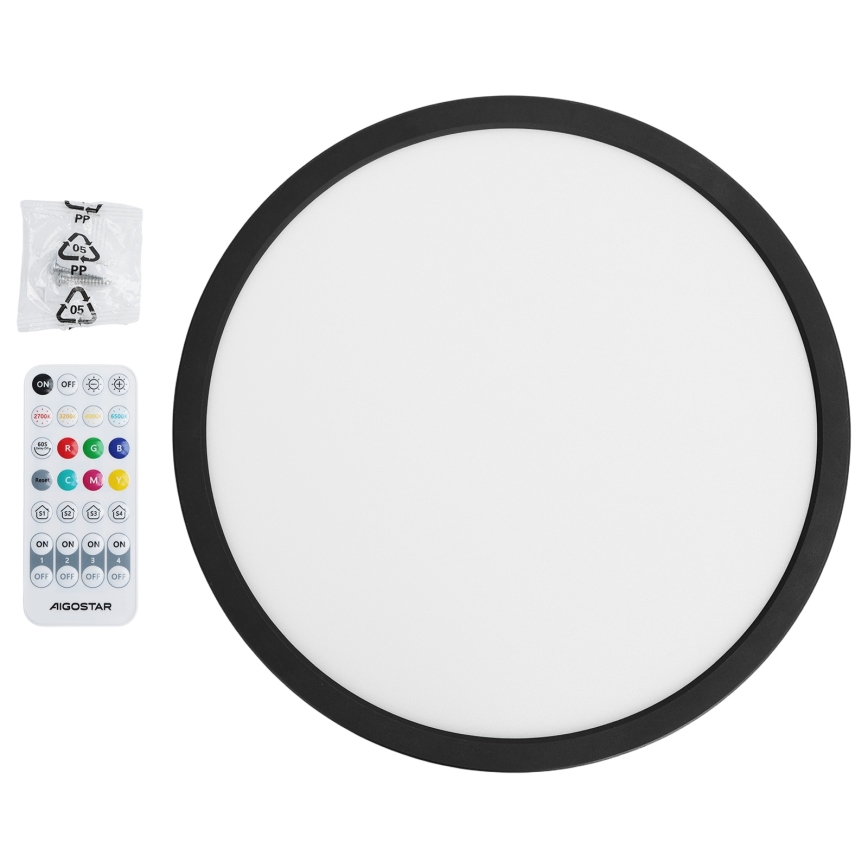 Brilagi - VIBE RGBW LED Dimmable Ceiling Light LED/24W/230V 3000-6500K Black + Remote Control