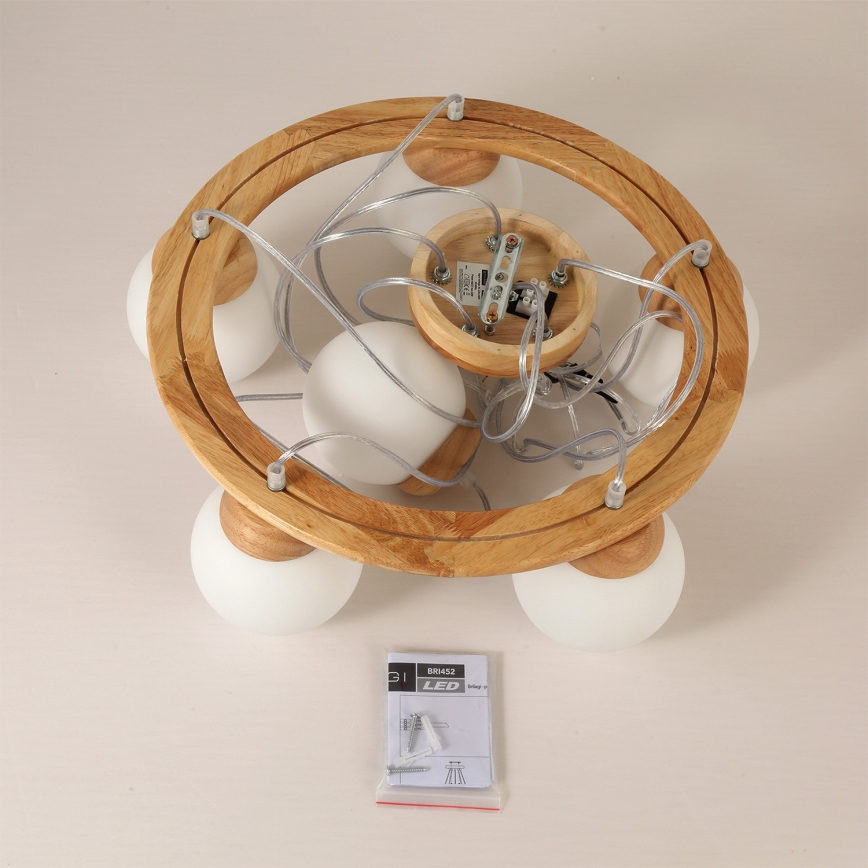 Brilagi - VISBY WOOD cable-suspended chandelier 6xE27/60W/230V Ø 58 cm wood
