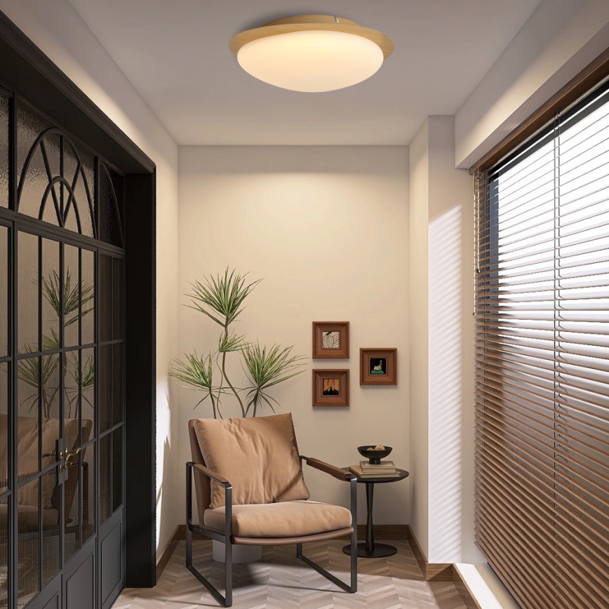 Brilagi - VISBY WOOD LED Ceiling Light, 18W, 230V, Ø 38 cm, Brown