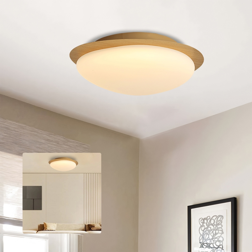 Brilagi - VISBY WOOD LED Ceiling Light, 18W, 230V, Ø 38 cm, Brown