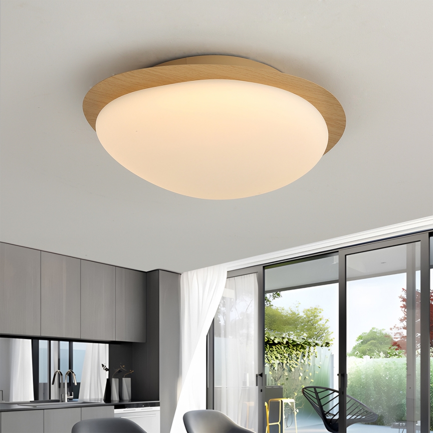 Brilagi - VISBY WOOD LED Ceiling Light, 18W, 230V, Ø 38 cm, Brown