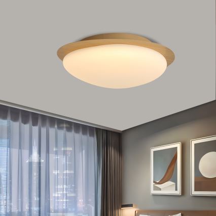 Brilagi - VISBY WOOD LED Ceiling Light, 18W, 230V, Ø 38 cm, Brown