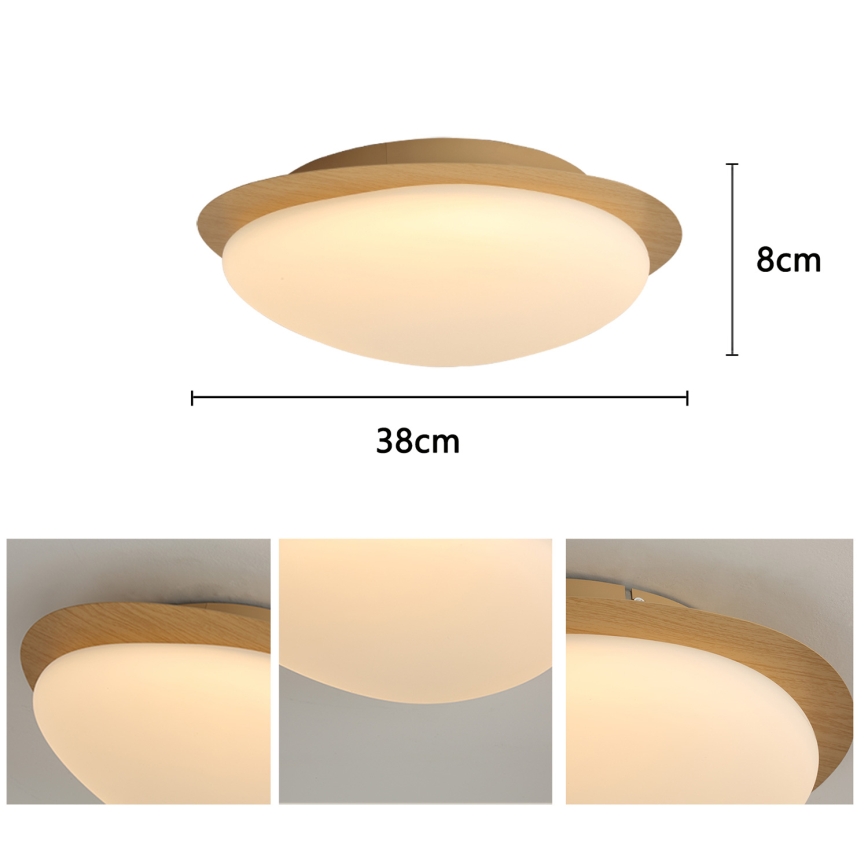 Brilagi - VISBY WOOD LED Ceiling Light, 18W, 230V, Ø 38 cm, Brown