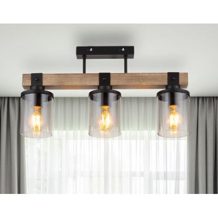 Brilagi - VISTA Flush-Mount Chandelier 3xE27/60W/230V Oak