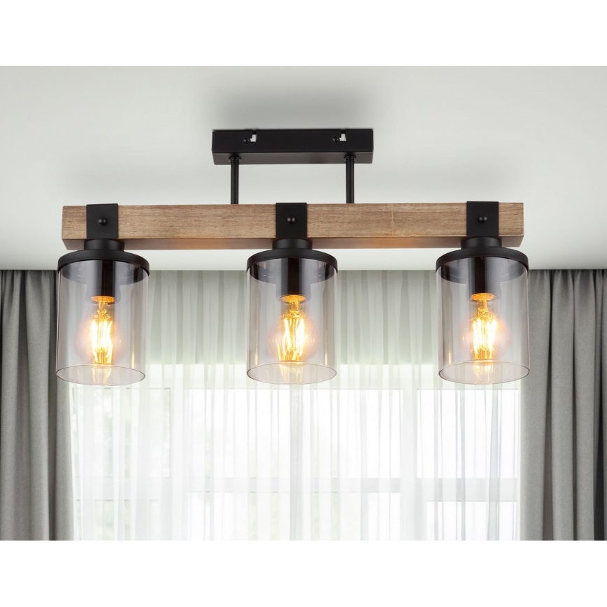 Brilagi - VISTA Flush-Mount Chandelier 3xE27/60W/230V Oak
