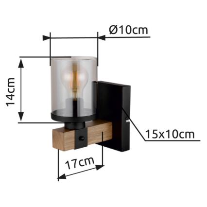 Brilagi - VISTA Wall Lamp 1xE27/60W/230V Oak