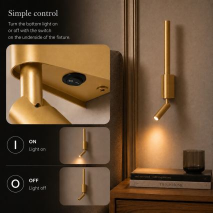 BRILAGI - VIXON LED Wall-Mounted Spotlight LED/3W/230V + LED/5W, Gold, CRI 90