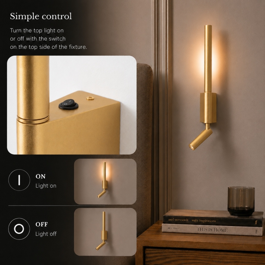 BRILAGI - VIXON LED Wall-Mounted Spotlight LED/3W/230V + LED/5W, Gold, CRI 90