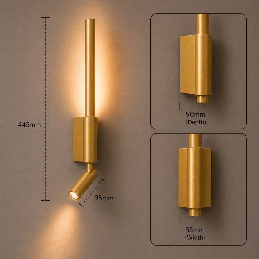 BRILAGI - VIXON LED Wall-Mounted Spotlight LED/3W/230V + LED/5W, Gold, CRI 90