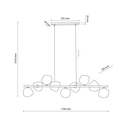 Brilagi - VULCANO Cable Pendant Light 9xG9/8W/230V Brown/Smoky Beige