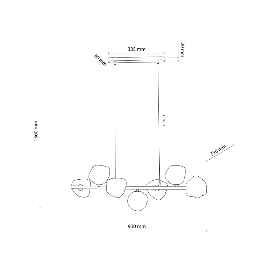 Brilagi - VULCANO cable-suspended chandelier 7xG9/8W/230V brown/smoky beige