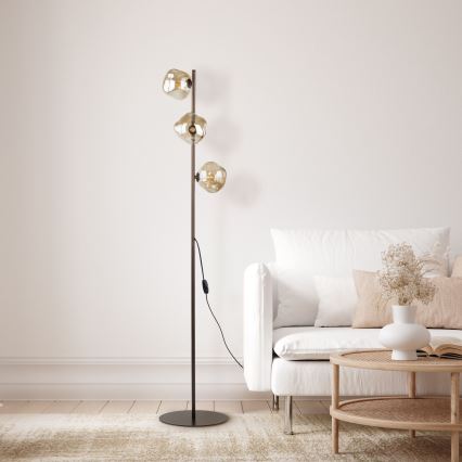 Brilagi - VULCANO floor lamp 3xG9/8W/230V brown/smoky beige