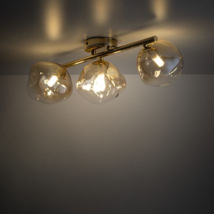 Brilagi - VULCANO Surface-Mounted Chandelier 3xG9/8W/230V, Gold/Smoked Beige