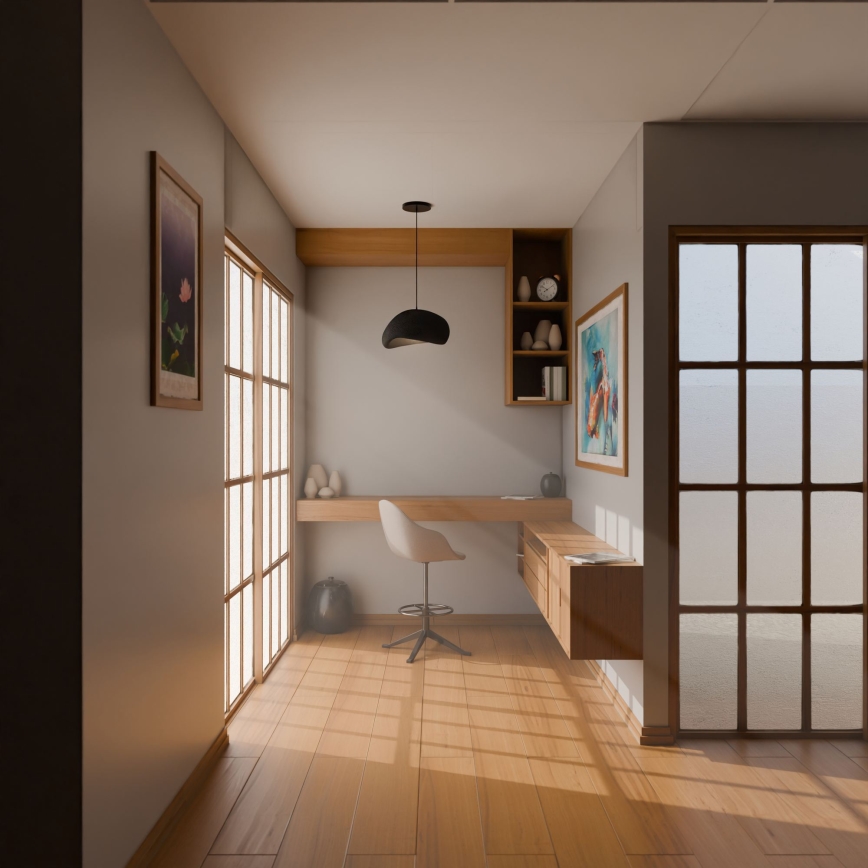 Brilagi - WABI SABI Cable-Hung Pendant Light 1xE27/40W/230V, Ø 35 cm, Black