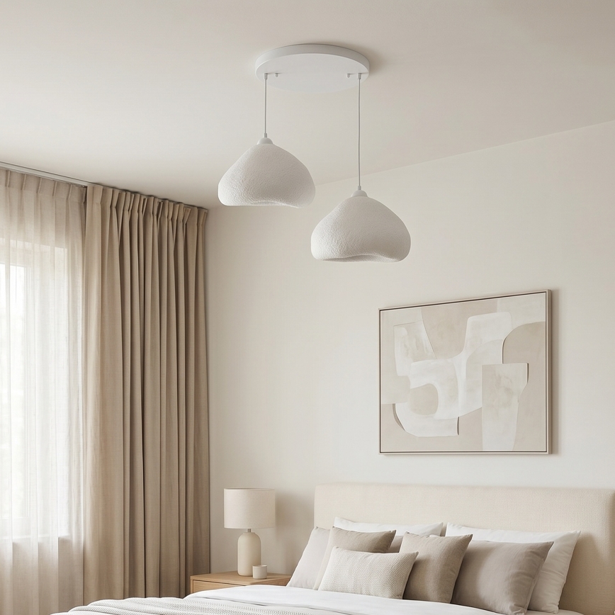 Brilagi - WABI SABI Cable-Hung Pendant Light, 2x E27/40W/230V, Ø 45 cm, White
