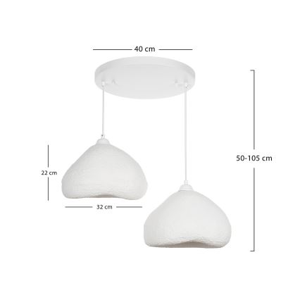 Brilagi - WABI SABI Cable-Hung Pendant Light, 2x E27/40W/230V, Ø 45 cm, White