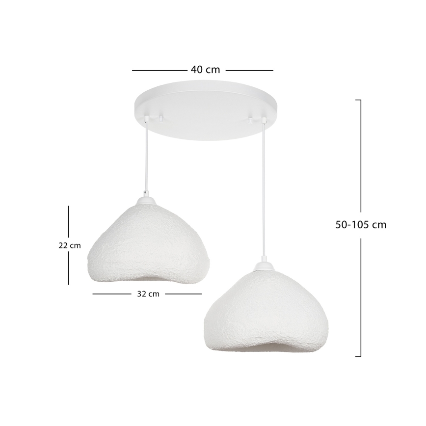 Brilagi - WABI SABI Cable-Hung Pendant Light, 2x E27/40W/230V, Ø 45 cm, White
