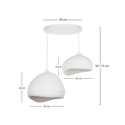 Brilagi - WABI SABI Cable-Hung Pendant Light 2xE27/40W/230V Ø 70 cm White