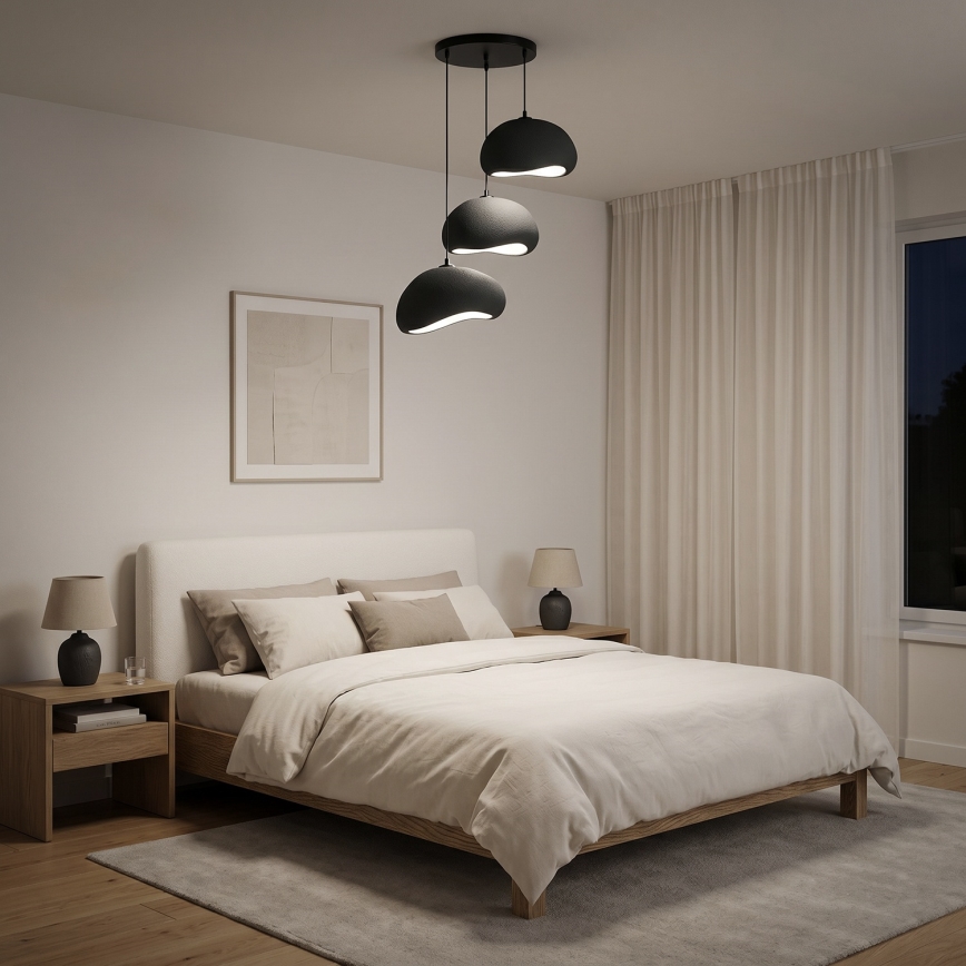 Brilagi - WABI SABI Cable Pendant Light 3xE27/40W/230V Ø 60 cm Black