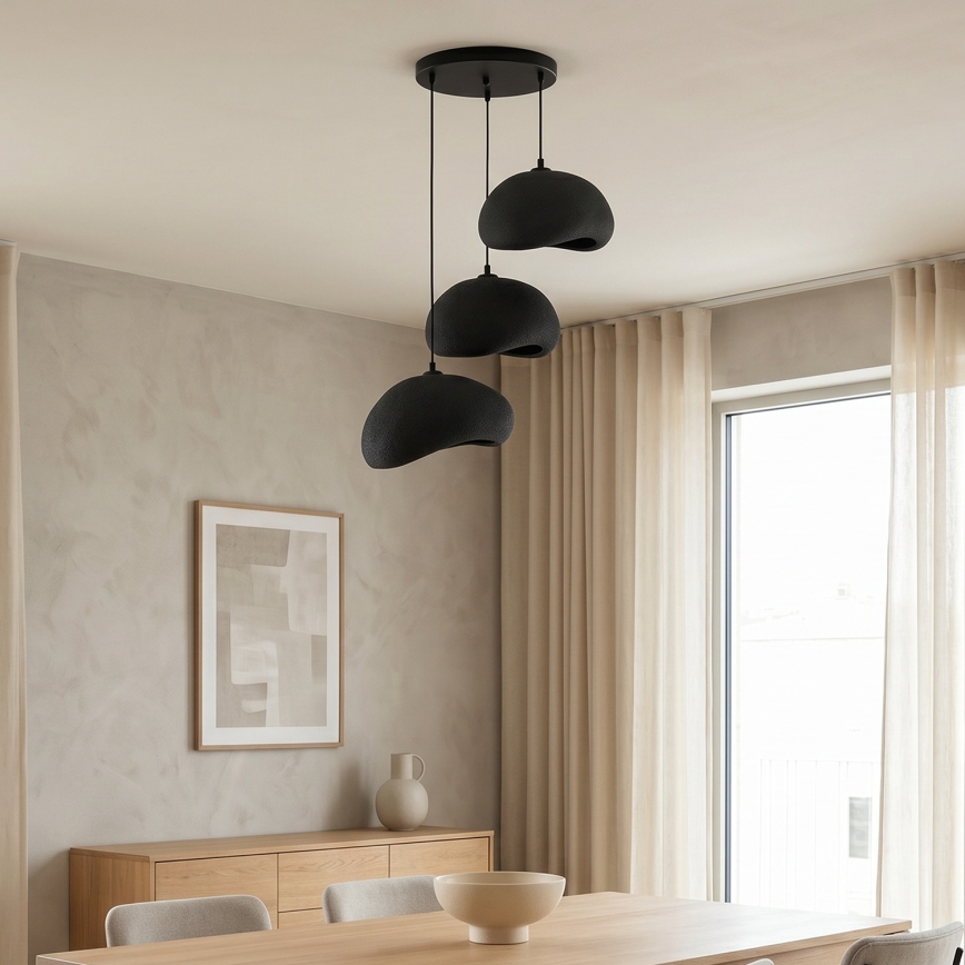 Brilagi - WABI SABI Cable Pendant Light 3xE27/40W/230V Ø 60 cm Black