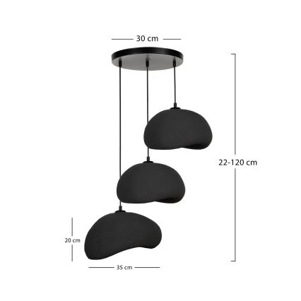 Brilagi - WABI SABI Cable Pendant Light 3xE27/40W/230V Ø 60 cm Black