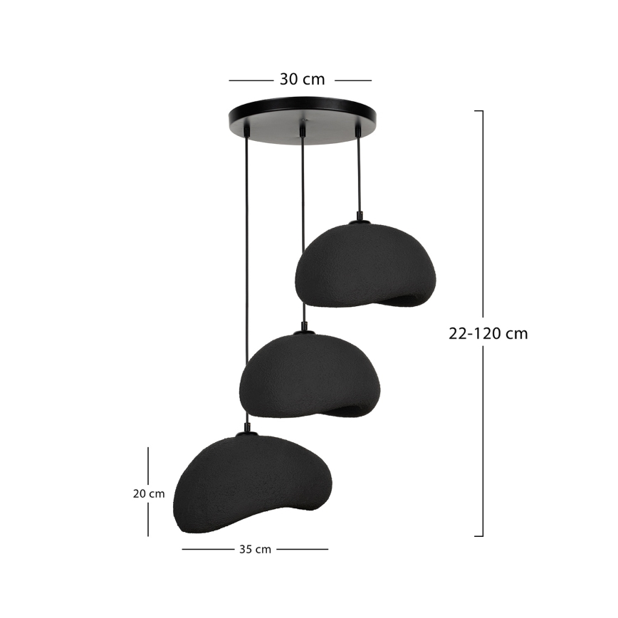 Brilagi - WABI SABI Cable Pendant Light 3xE27/40W/230V Ø 60 cm Black
