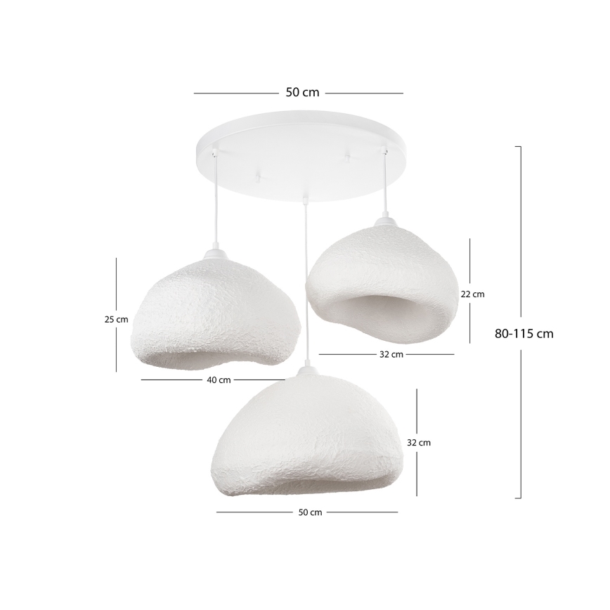 Brilagi - WABI SABI Cable Pendant Light 3xE27/40W/230V, Ø 82 cm, White