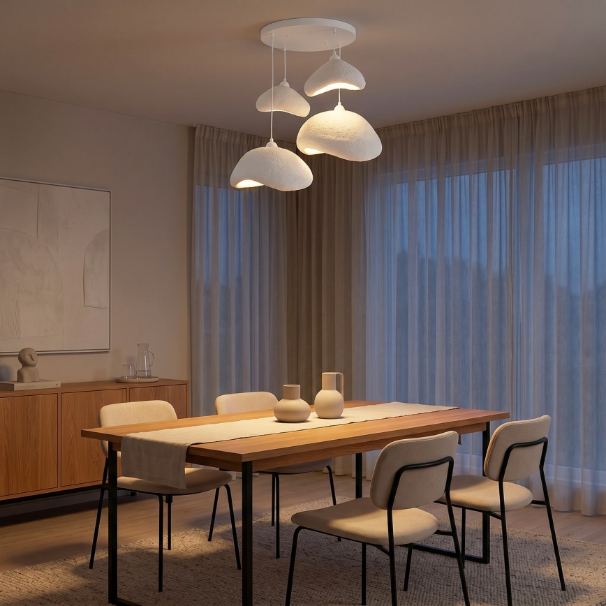 Brilagi - WABI SABI Cable Pendant Light 4xE27/40W/230V Ø 90 cm White