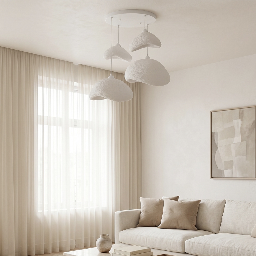 Brilagi - WABI SABI Cable Pendant Light 4xE27/40W/230V Ø 90 cm White