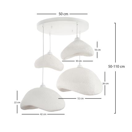Brilagi - WABI SABI Cable Pendant Light 4xE27/40W/230V Ø 90 cm White