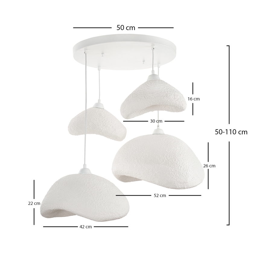 Brilagi - WABI SABI Cable Pendant Light 4xE27/40W/230V Ø 90 cm White