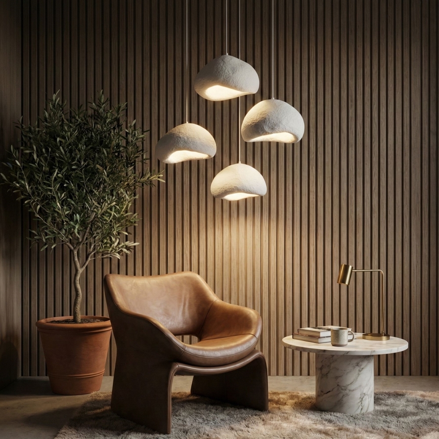 Brilagi - WABI SABI cable pendant light 4xE27/40W/230V Ø 95 cm white