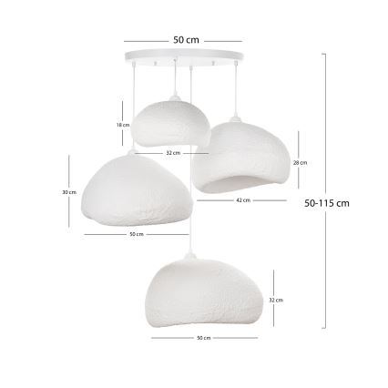 Brilagi - WABI SABI cable pendant light 4xE27/40W/230V Ø 95 cm white