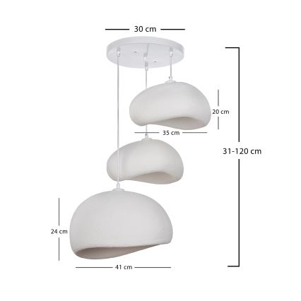 Brilagi - WABI SABI Cable-suspended Pendant Light 3xE27/40W/230V, Ø 76 cm, White