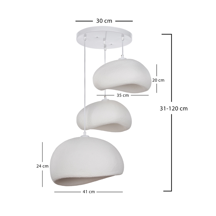 Brilagi - WABI SABI Cable-suspended Pendant Light 3xE27/40W/230V, Ø 76 cm, White