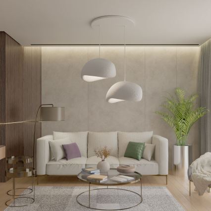 Brilagi - WABI SABI Cord Pendant Light 2x E27/40W/230V Ø 60 cm White