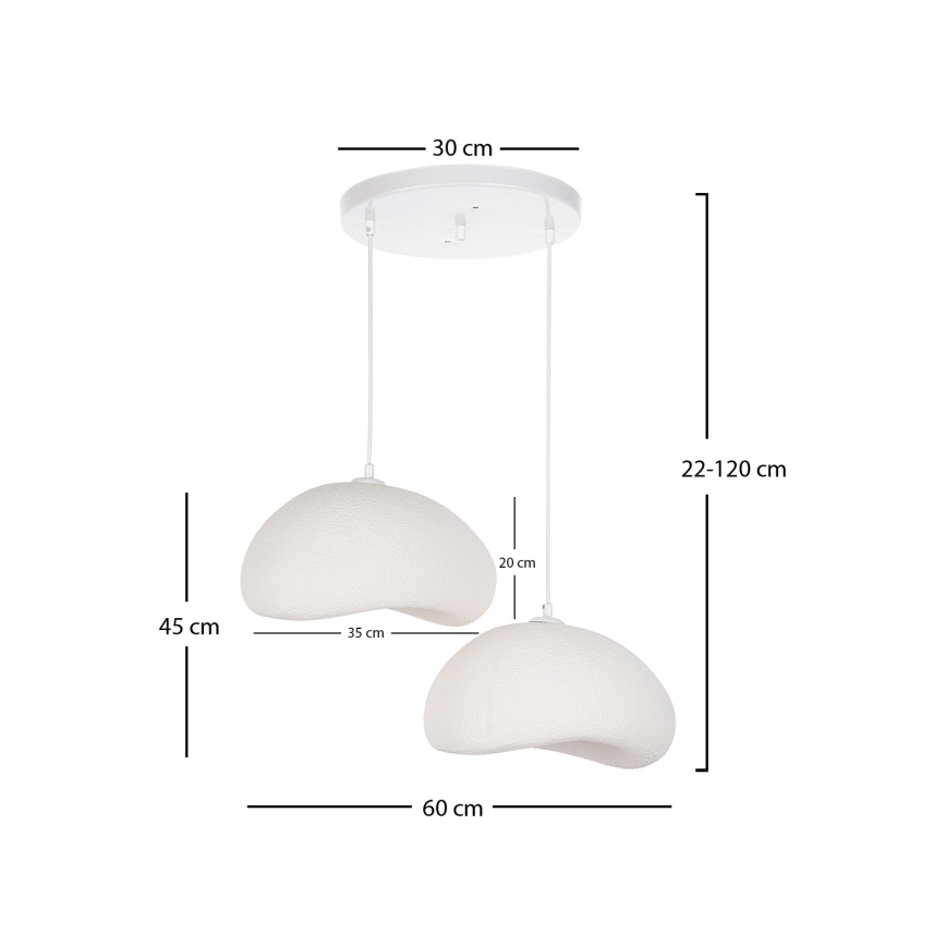 Brilagi - WABI SABI Cord Pendant Light 2x E27/40W/230V Ø 60 cm White