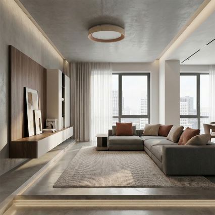 Brilagi - Dimmable LED ceiling light WALDO LED/48W/230V 3000-6500K Ø 40 cm beige/gold + remote control