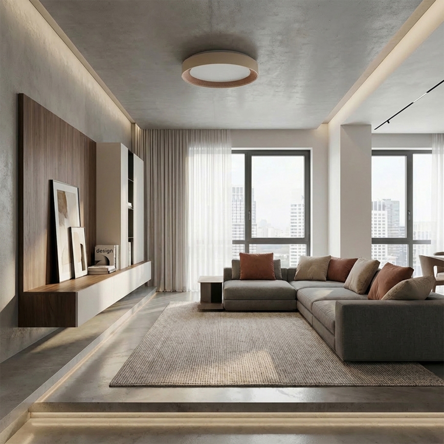 Brilagi - Dimmable LED ceiling light WALDO LED/48W/230V 3000-6500K Ø 40 cm beige/gold + remote control