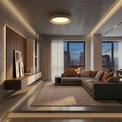 Brilagi - Dimmable LED ceiling light WALDO LED/48W/230V 3000-6500K Ø 40 cm beige/gold + remote control