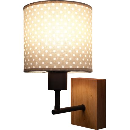 BRILAGI - BOBO WOOD Kids' Wall Lamp 1xE27/25W/230V oak/black/beige/polka dots