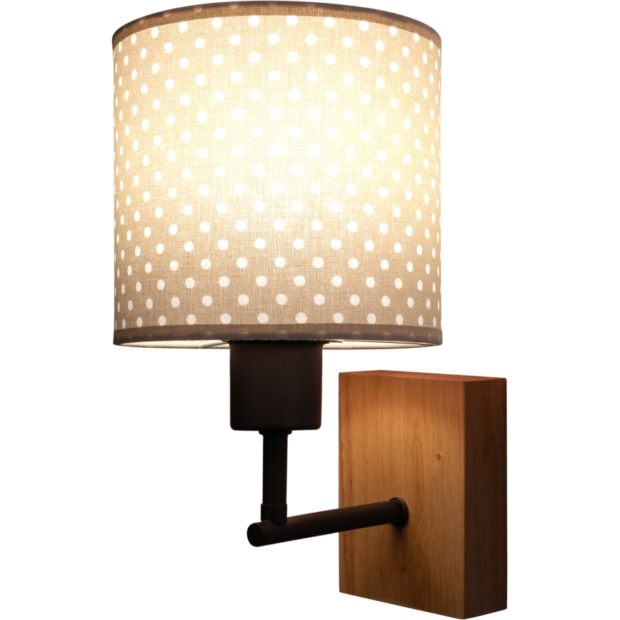 BRILAGI - BOBO WOOD Kids' Wall Lamp 1xE27/25W/230V oak/black/beige/polka dots