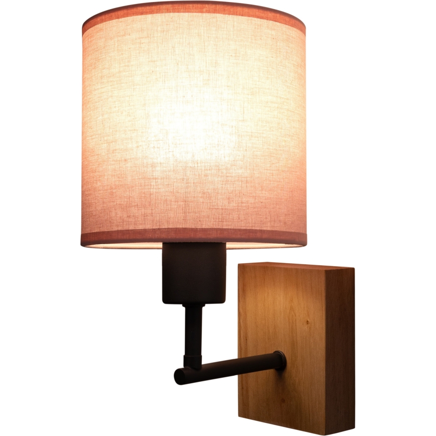 BRILAGI - BOBO WOOD Kids' Wall Lamp 1xE27/25W/230V Oak/Black/Pink