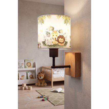 BRILAGI - BOBO WOOD Children's Wall Lamp 1xE27/25W/230V oak/black/white/green/jungle