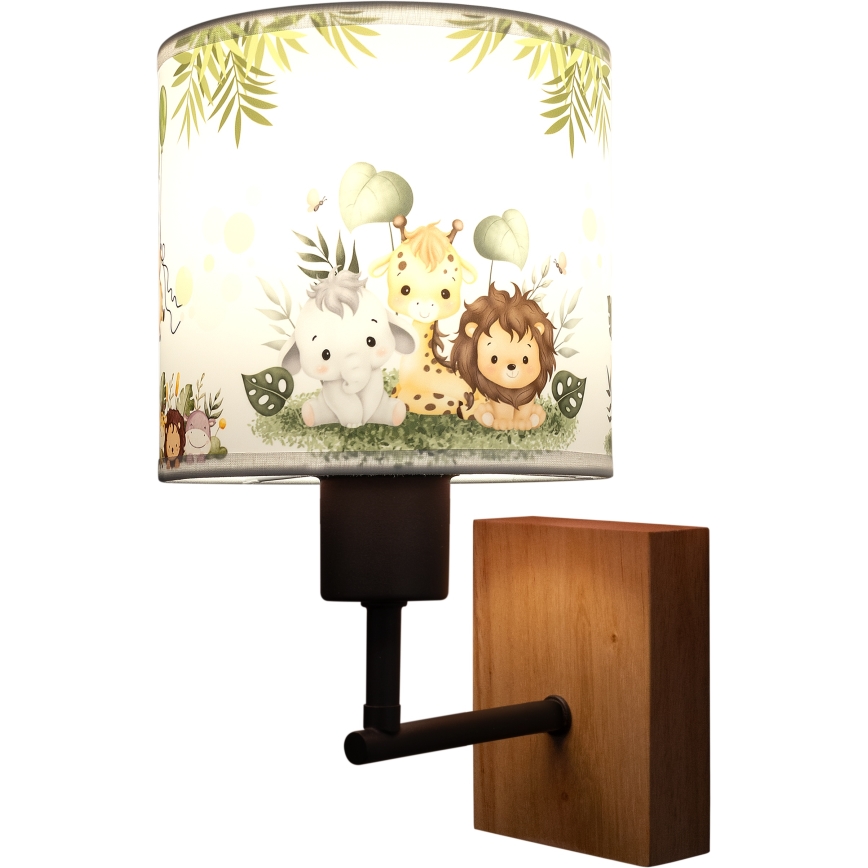 BRILAGI - BOBO WOOD Children's Wall Lamp 1xE27/25W/230V oak/black/white/green/jungle