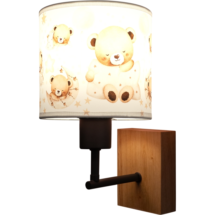 BRILAGI - Children's wall lamp BOBO WOOD 1xE27/25W/230V oak/black/white/teddy bears