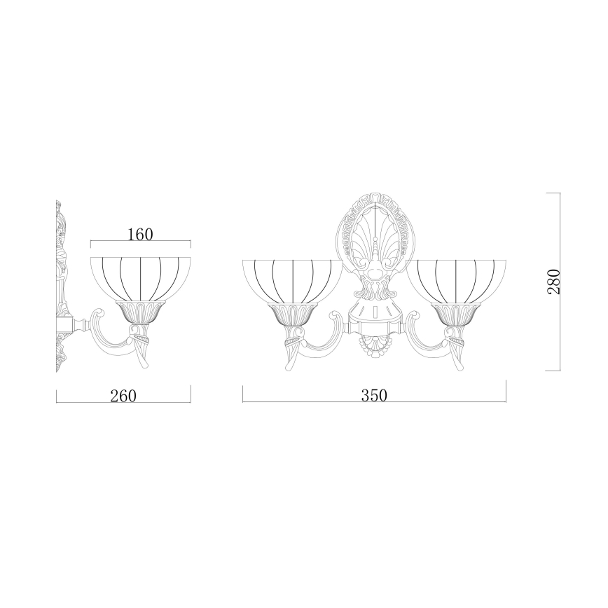 Brilagi - Wall lamp CLASSIC 2xE27/60W/230V brass
